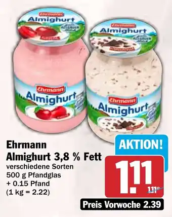 HIT Ehrmann Almighurt 3,8 % Fett Angebot