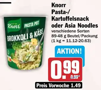 HIT Knorr Pasta-/ Kartoffelsnack oder Asia Noodles Angebot