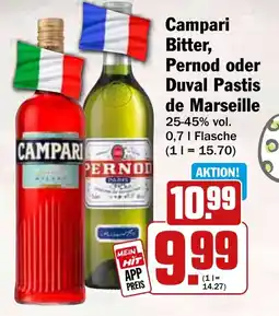 HIT Campari Bitter, Pernod oder Duval Pastis de Marseille Angebot