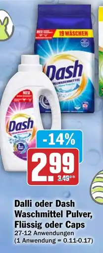 HIT Dalli oder Dash Waschmittel Pulver, Flüssig oder Caps Angebot