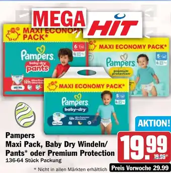 HIT Pampers Maxi Pack, Baby Dry Windeln/ Pants oder Premium Protection Angebot