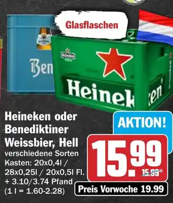 HIT Heineken oder Benediktiner Weissbier, Hell Angebot