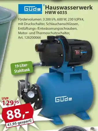 Sonderpreis Baumarkt Güde Hauswasserwerk HWW 6035 Angebot