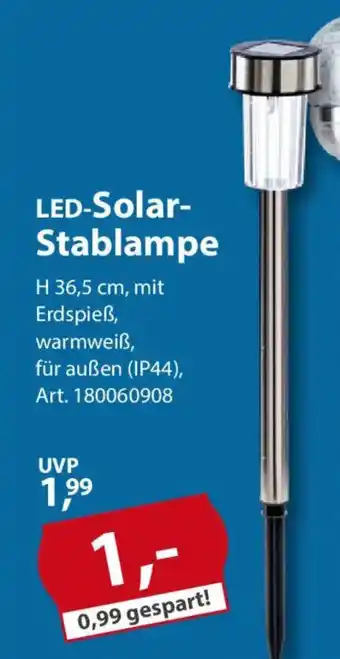 Sonderpreis Baumarkt LED-Solar- Stablampe Angebot