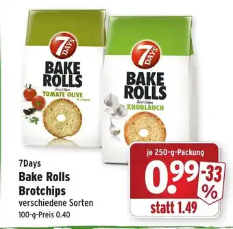 Wasgau 7Days Bake Rolls Brotchips 250g Angebot