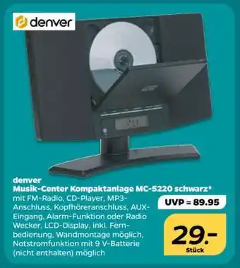 NETTO denver Musik-Center Kompaktanlage MC-5220 schwarz Angebot