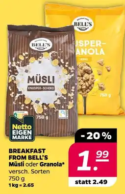 NETTO Breakfast from bell’s müsli oder granola Angebot