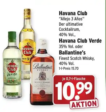 Wasgau Havana Club Anejo 3 Años, Havana Club Verde oder Ballantine's 0,7L Angebot