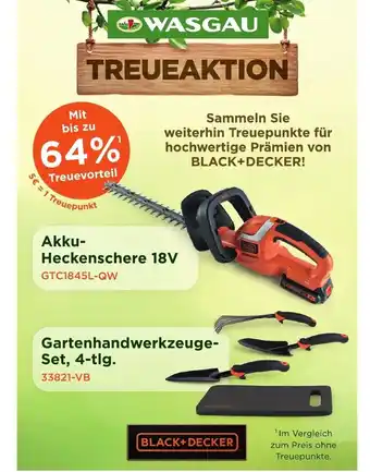 Wasgau Akku Heckenschere 18V oder Gartenhandwerkzeuge Set, 4 tlg Angebot