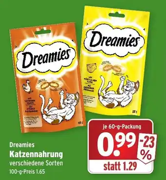 Wasgau Dreamies Katzennahrung 60g Angebot