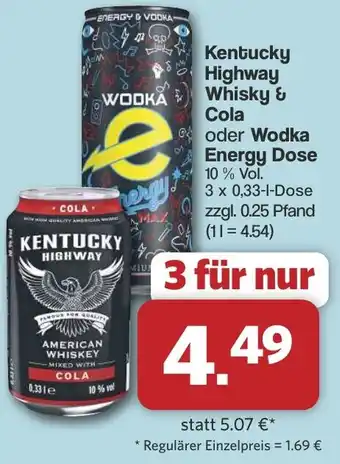 Famila Nord West Kentucky Highway Whisky & Cola oder Wodka Energy Dose Angebot