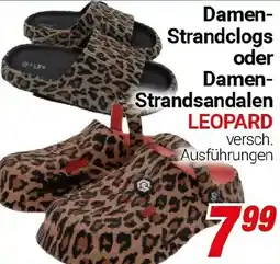 CENTERSHOP Damen- Strandclogs oder Damen- Strandsandalen LEOPARD Angebot
