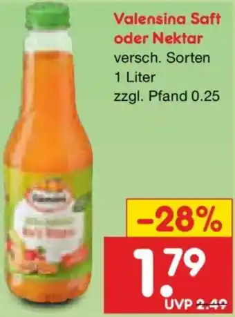 Netto Marken-Discount Valensina Saft oder Nektar Angebot