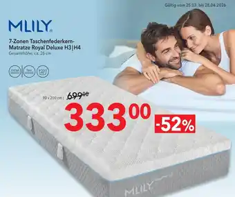 Mlily 7-zonen taschenfederkern-matratze royal deluxe h3 | h4