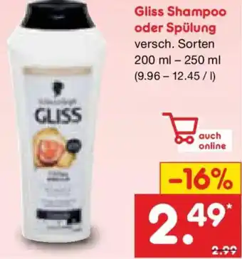Netto Marken-Discount Gliss Shampoo oder Spülung Angebot