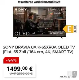 MediaMarkt SONY BRAVIA 8A K-65XR8A OLED TV (Flat, 65 Zoll/164 cm, 4K, SMART TV) Angebot