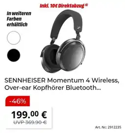 MediaMarkt SENNHEISER Momentum 4 Wireless, Over-ear Kopfhörer Bluetooth Angebot