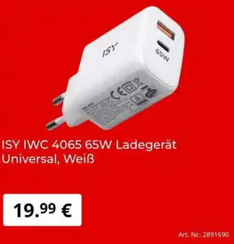 MediaMarkt ISY IWC 4065 65W Ladegerät Universal, Weiß Angebot