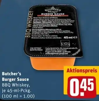 REWE City Butcher's Burger Sauce 45ml Angebot