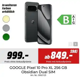 MediaMarkt GOOGLE Pixel 10 Pro XL 256 GB Obsidian Dual SIM Angebot