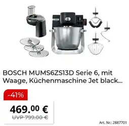 MediaMarkt BOSCH MUMS6ZS13D Serie 6, mit Waage, Küchenmaschine Jet black Angebot