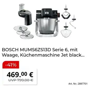 MediaMarkt BOSCH MUMS6ZS13D Serie 6, mit Waage, Küchenmaschine Jet black Angebot