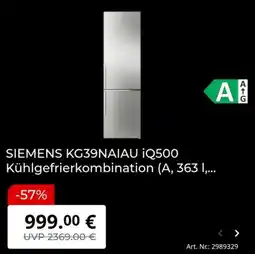 MediaMarkt SIEMENS KG39NAIAU iQ500 Kühlgefrierkombination (A, 363 I Angebot
