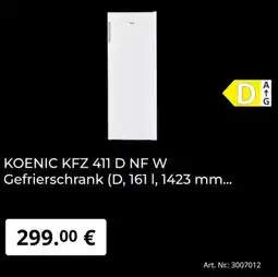 MediaMarkt KOENIC KFZ 411 D NF W Gefrierschrank (D, 161 I, 1423 mm Angebot