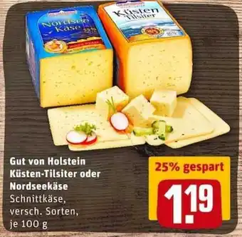 REWE City Gut von Holstein Küsten Tilsiter oder Nordseekäse 100g Angebot