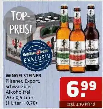 Getränke Quelle Wingelsteiner Pilsener, Export, Schwarzbier, Alkoholfrei Angebot