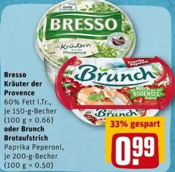 REWE City Bresso Kräuter der Provence 150g Becher oder Brunch Brotaufstrich 200g Becher Angebot