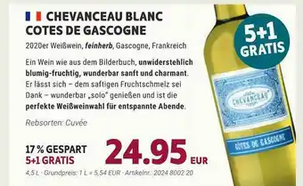 Vino Weinmarkt Chevanceau Blanc Cotes De Gascogne Angebot