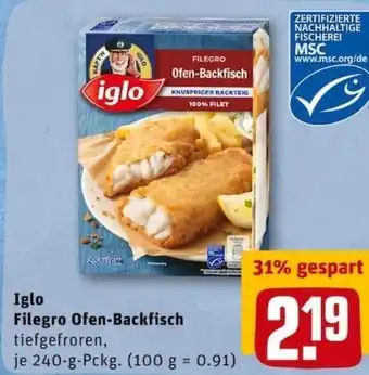 REWE City Iglo Filegro Ofen Backfisch 240g Angebot