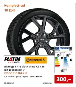 Reifen1+ PLATIN / Continental+ Alufelge P 115 black shiny 7,5 x 18 mit EcoContact 7 Angebot