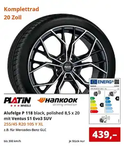 Reifen1+ PLATIN /наnкоок Alufelge P 118 black, polished 8,5 x 20 mit Ventus S1 Evo3 SUV Angebot
