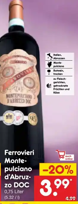 Netto Marken-Discount Ferrovieri Montepulciano d'Abruzzo DOC Angebot