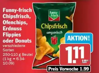 AEZ Funny-frisch Chipsfrisch, Ofenchips, Erdnuss Flippies oder Donuts Angebot