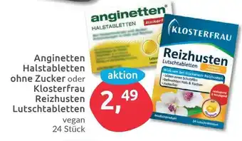 Budni Anginetten Halstabs o. Klosterfrau Reizhusten Lutschtabs 24st Angebot