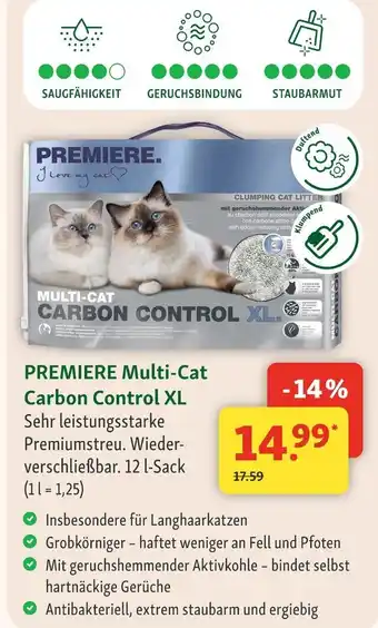 Fressnapf Premiere multi-cat carbon control xl Angebot