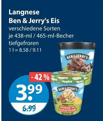 V Markt Langnese ben & jerry's eis Angebot