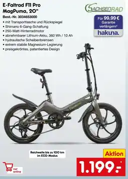 Netto Marken-Discount Sachsenrad E-Faltrad F11 Pro MagPuma, 20" Angebot