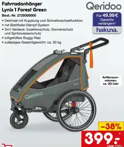 Netto Marken-Discount Qeridoo Fahrradanhänger Lynix 1 Forest Green Angebot