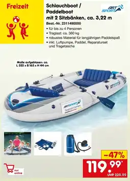 Netto Marken-Discount ART SPORT Schlauchboot/ Paddelboot mit 2 Sitzbänken, ca. 3,22 m Angebot