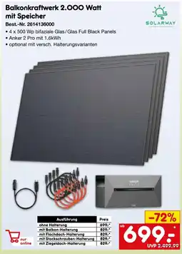 Netto Marken-Discount SOLARWAY Balkonkraftwerk 2.000 Watt mit Speicher Angebot