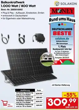 Netto Marken-Discount SOLAKON Balkonkraftwerk 1.000 Watt / 800 Watt Angebot