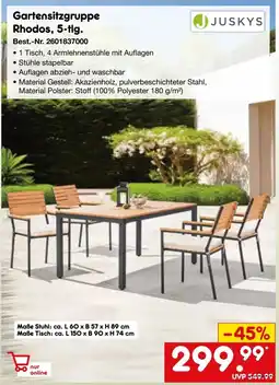 Netto Marken-Discount JUSKYS Gartensitzgruppe Rhodos, 5-tlg. Angebot