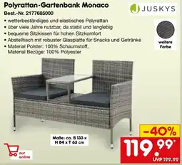 Netto Marken-Discount JUSKYS Polyrattan-Gartenbank Monaco Angebot