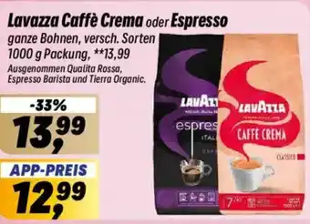 Simmel Lavazza Caffè Crema oder Espresso Angebot