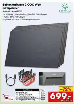 Netto Marken-Discount Balkonkraftwerk 2.000 Watt mit Speicher Angebot