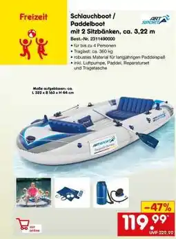 Netto Marken-Discount Schlauchboot / Paddelboot mit 2 Sitzbänken, ca. 3,22 m Angebot